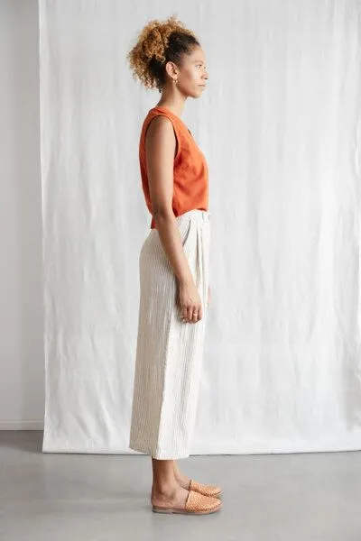 Jyoti - Fair Works Jyoti - Fair Works Baumwoll Culotte Awasi Grau-Weiß, Streifen, – Produktbild 3 von 4