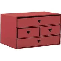 Schubladenbox "Color" aus Karton, 4 Fächer, für DIN A4/A5, rot – Produktbild 1 von 1