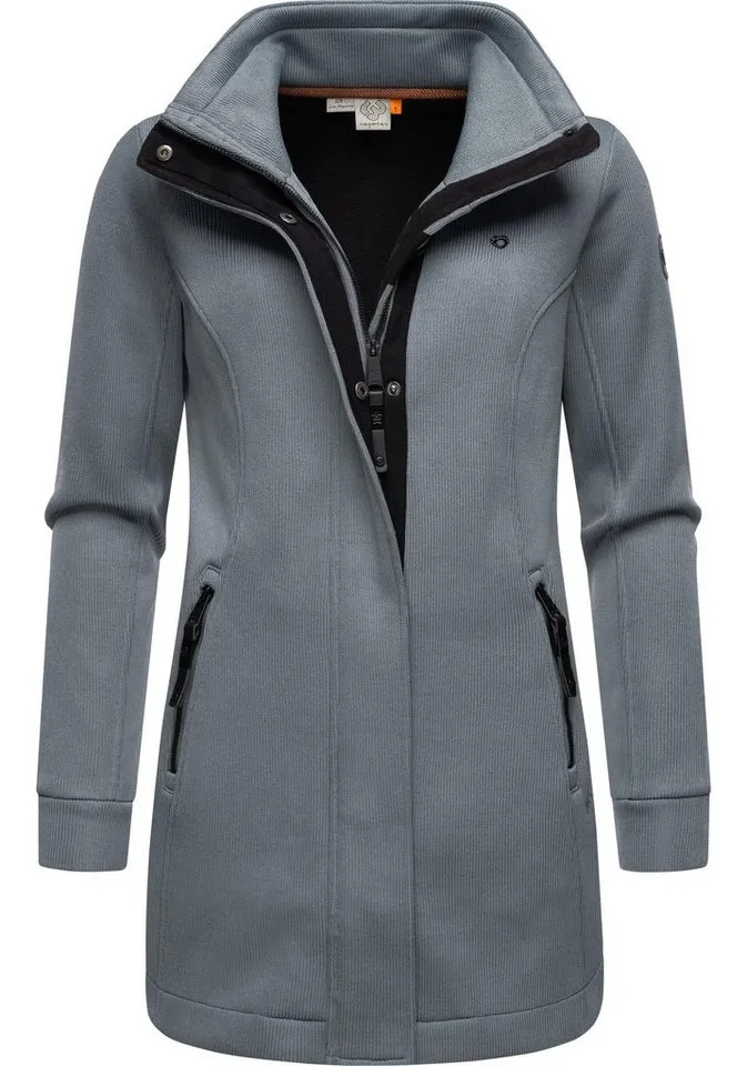 ragwear ragwear Sweatjacke Letrice Bonded Elegante Zip-Jacke mit hohem Kragen in Feinstrickoptik, Grau, – Produktbild 1 von 5