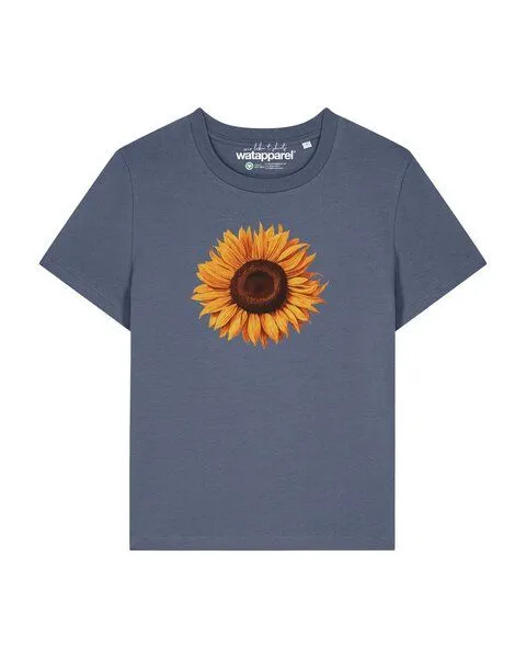 watapparel watapparel T-Shirt Frauen Sonnenblume, Blue grey, – Produktbild 1 von 2