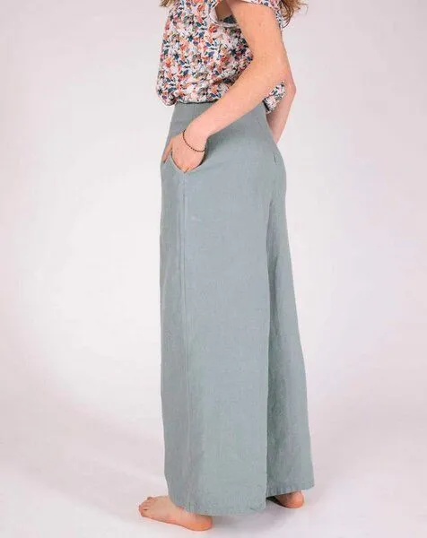 Aatise Aatise Leinenhose weit mit hohem Taillenbund Zove 100% Leinen, Grau, – Produktbild 2 von 4