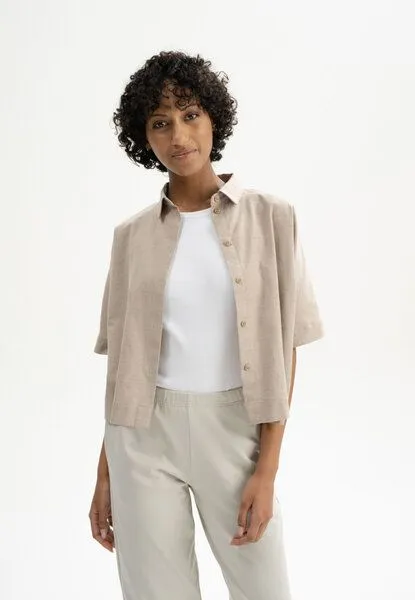 MELA Bluse kurzärmlig Style RINARA | von MELA | Fairtrade & GOTS zertifiziert, Birke melange, – Produktbild 1 von 4