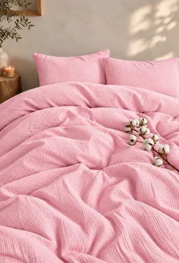 Sandiik Sandiik Musselin Bettwäsche „Strahlendem Rosa"– aus Biobaumwolle – Produktbild 1 von 1