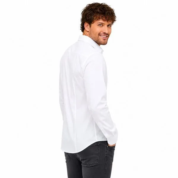 Bruno Barella Bruno Barella Herren Business Hemd aus ägäischer Bio-Baumwolle – Regular Fit mit Brusttasche, Weiss, – Produktbild 3 von 3