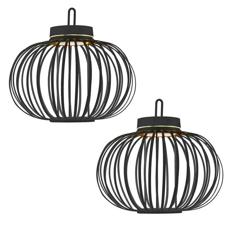 JUST LIGHT JUST LIGHT LED Außen-Tischleuchte, LED-Leuchtmittel fest verbaut, Warmweiß, LED Tischleuchte Pendellampe Akku Bambus schwarz USB Touchdimmer 2x, Schwarz, – Produktbild 7 von 8
