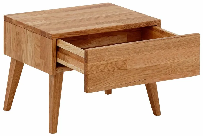 Home affaire Nachttisch Natali, mit einer Schublade, aus massiver Eiche, Breite 45 cm, Braun, – Produktbild 3 von 4