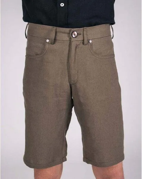 Aatise Aatise Männer Shorts 100% Leinen midi-Länge Ziggy, Braun, – Produktbild 1 von 4