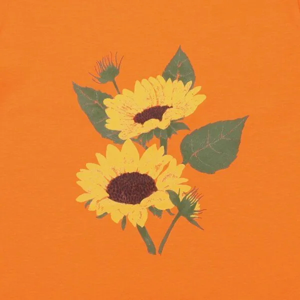 Walkiddy Walkiddy Kinder T-Shirt GOTS-zertifiziert aus Bio-Baumwolle orange mit Sonnenblumen-Motiv, Blau, – Produktbild 2 von 2