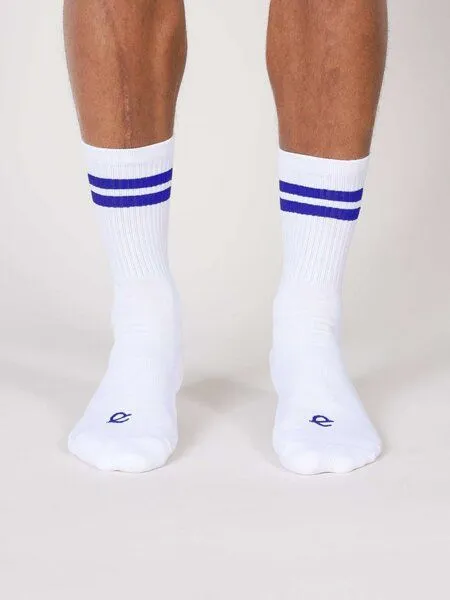 erlich textil erlich textil Andi Tennis Socken 3er Pack aus Bio-Baumwolle, Weiß/knallblau, – Produktbild 2 von 5