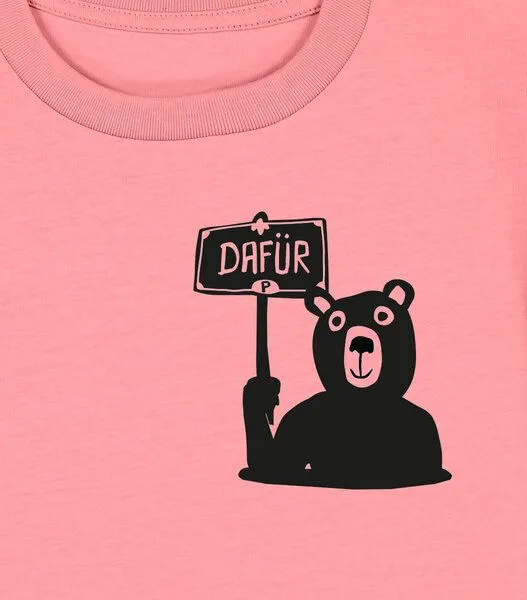 päfjes päfjes Der Bär ist DAFÜR! Du auch? - Kinder T-Shirt aus Bio Baumwolle Fair - Siebdruck, Rosa, – Produktbild 3 von 3