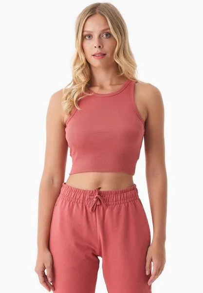 ORGANICATION ORGANICATION SONNIA | Cropped Rib Top aus Bio-Baumwolle, Red wood, – Produktbild 1 von 4