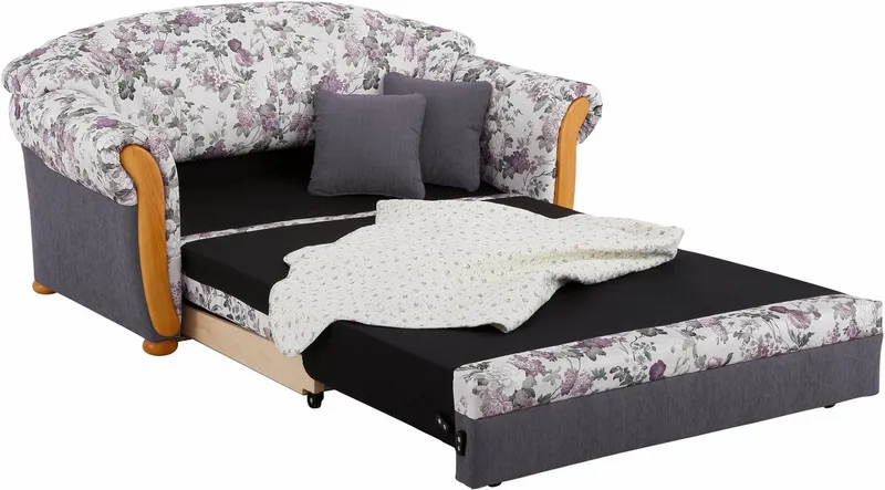 Home affaire 2-Sitzer Milano, Schlafsofa im Landhaus-Stil, bequem, Liegefläche 188/124cm, mit Bettfunktion, Lila, – Produktbild 2 von 3