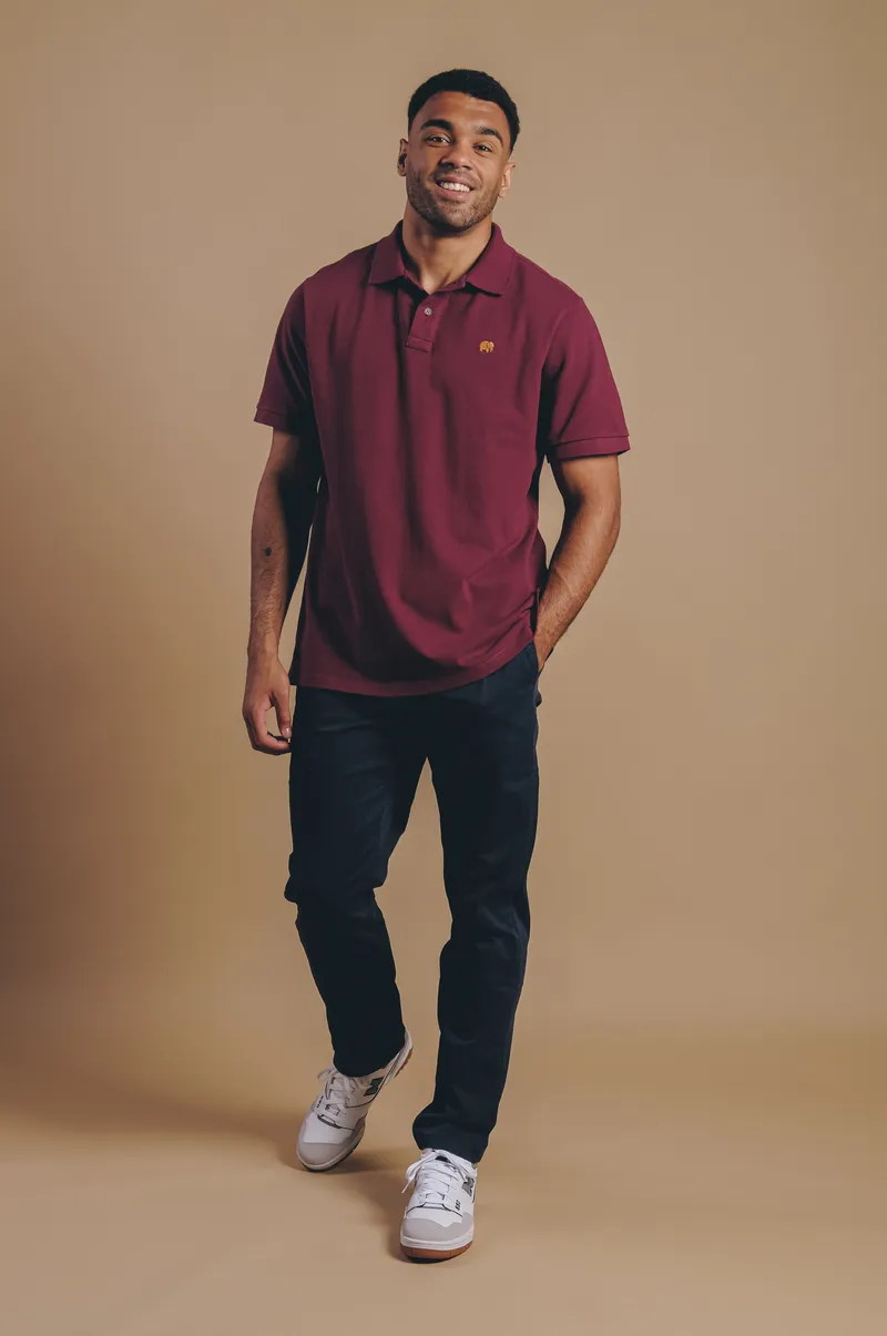 Trendsplant Trendsplant Herren vegan Poloshirt Essential Burgundy, Dunkelrot, – Produktbild 1 von 2