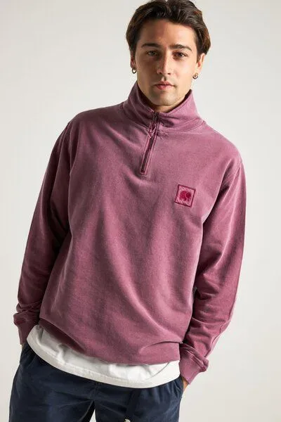 Trendsplant Trendsplant Sauce Pigment Dyed Quarter Zip Sweatshirt Garnacha Red, Rot, – Produktbild 1 von 4