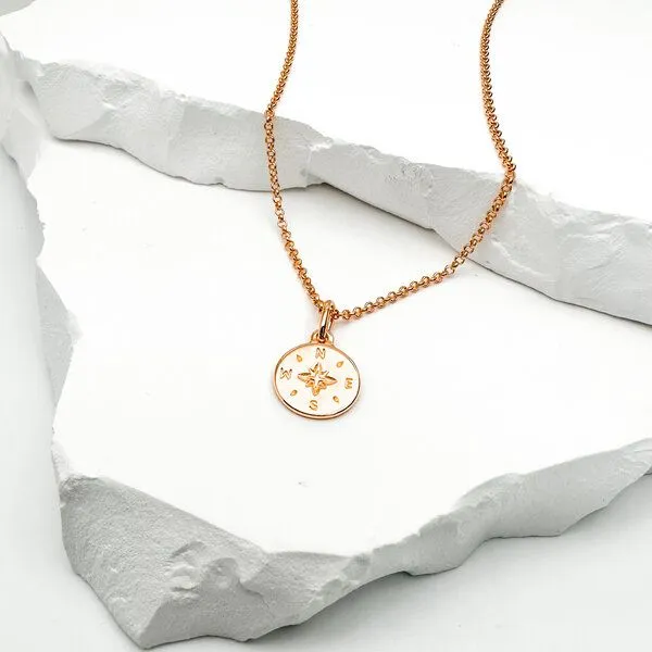 MOANINA MOANINA Kette Kompass - 925 Silber/18k Gold Vermeil - 3 Längen, Rose, – Produktbild 1 von 3