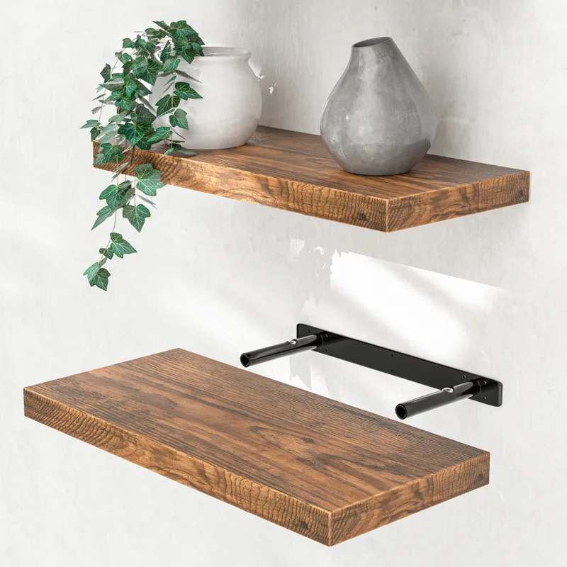 Casaria® Wandregal Schweberegal 50cm Eiche dunkel + Halterung, Eiche, – Produktbild 2 von 2