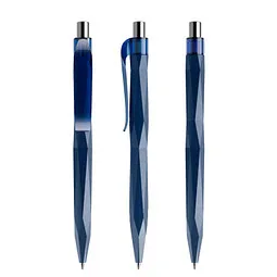 prodir prodir® Druckkugelschreiber QS20 PMT Push, blaue Mine, dunkelblau/silber poliert – Produktbild 1 von 1