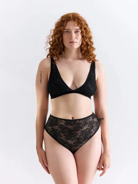 erlich textil erlich textil Sleek Lace Plunge BH für Frauen aus Polyamid in schwarz, Schwarz, – Produktbild 4 von 4