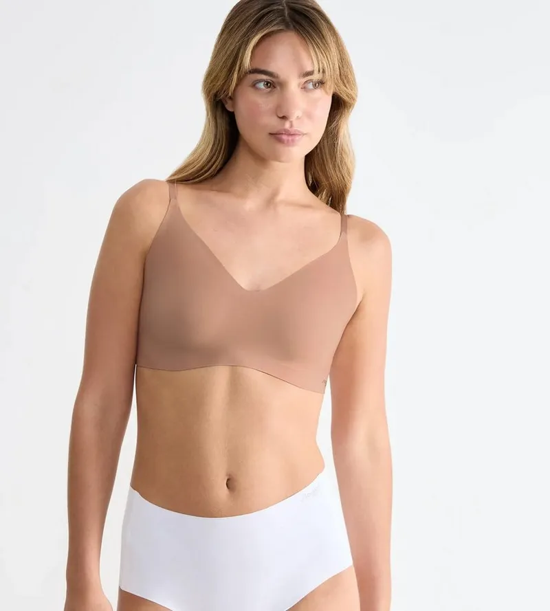 Sloggi Sloggi Bralette ZERO Microfibre 2.0 nahtlos, herausnehmbare Einlagen, mittlerer Halt, Microfaser, Braun, – Produktbild 2 von 5