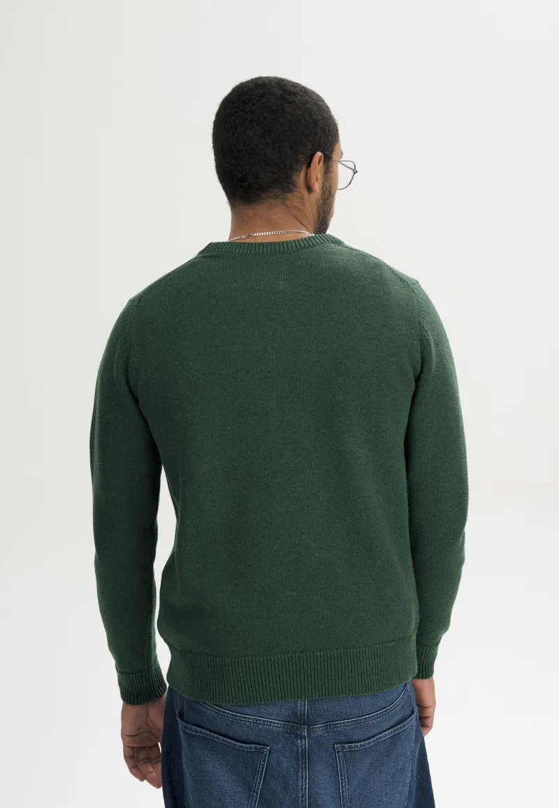 MELA MELA Herren vegan Strickpullover Charun In Deep Forest Melange, Dunkelgrün, – Produktbild 1 von 2