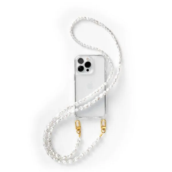 change the label change the label Change Clear Case Handykette kompatibel mit iPhone mit Perlenkette – Produktbild 1 von 2