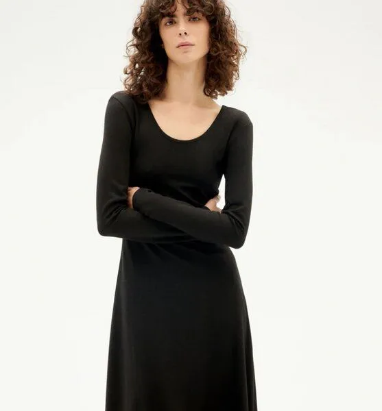 thinking mu thinking mu leger schickes Kleid- SORAYA- aus ECOVERO Viskose, Schwarz, – Produktbild 4 von 4