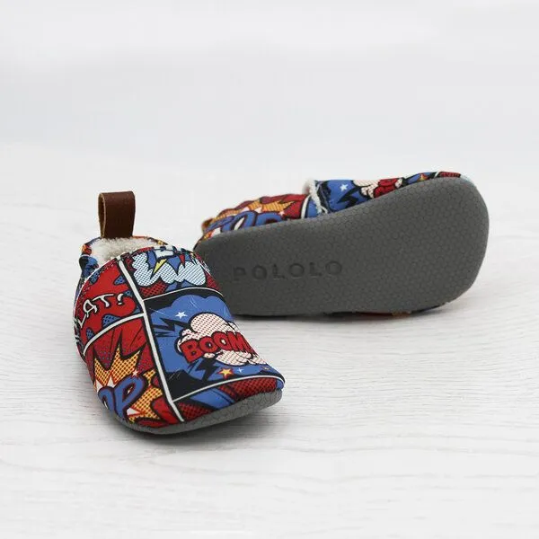 Pololo Pololo Barfuß-Hausschuhe aus Seaqual Yarn, Futter aus Baumwolle (organic) vegan, Comic, – Produktbild 3 von 4
