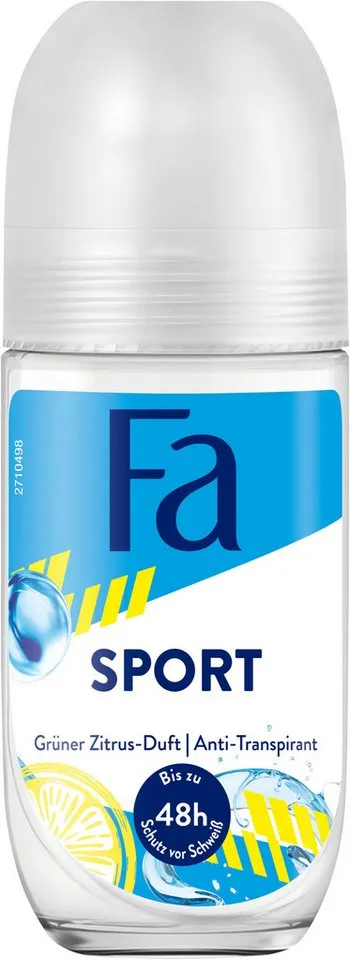 Fa Fa Deo-Roller Roll-on Sport, 6x 50ml, Vorratspack, 6-tlg., Dermatologisch getestet, Vegane Formel, keine Deo-Rückstände – Produktbild 2 von 3