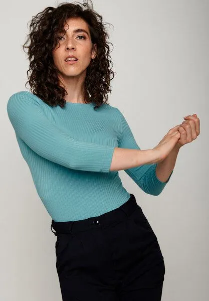 GreenBomb GREENBOMB Basic Refined - Sportliches Longsleeve aus LENZING TENCEL Mix / Fair & Vegan, Blau (island blue), – Produktbild 1 von 4