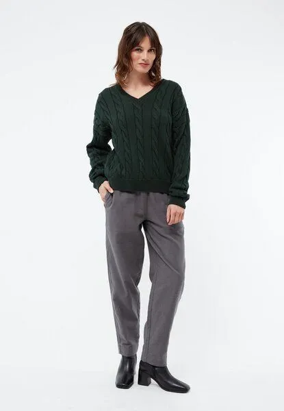 Givn Berlin Givn Berlin Strickpullover GBRAMEA mit Zopfmuster aus Bio-Baumwolle, Bottle green, – Produktbild 2 von 4