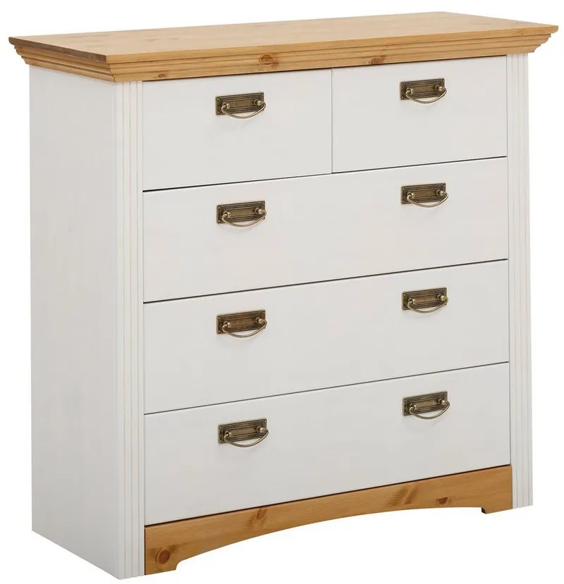 OTTO home Schubkastenkommode Konrad, Kommode, im Landhausstil, rustikal, Breite 94 cm, aus massiver, FSC®-zertifizierter Kiefer, Weiß, – Produktbild 3 von 8