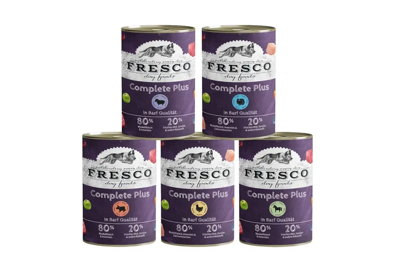 Fresco Dog NassBarf PROBIERPAKET Hundefutter Nass 5 x 400g, Nassfutter für: Hunde, Getreidefrei mit Huhn, Rind, Pferd, Lamm und Pute – Produktbild 3 von 6