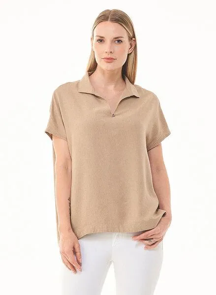 ORGANICATION ORGANICATION Bluse aus LENZING ECOVERO und Leinen, Natur(beige), – Produktbild 1 von 4