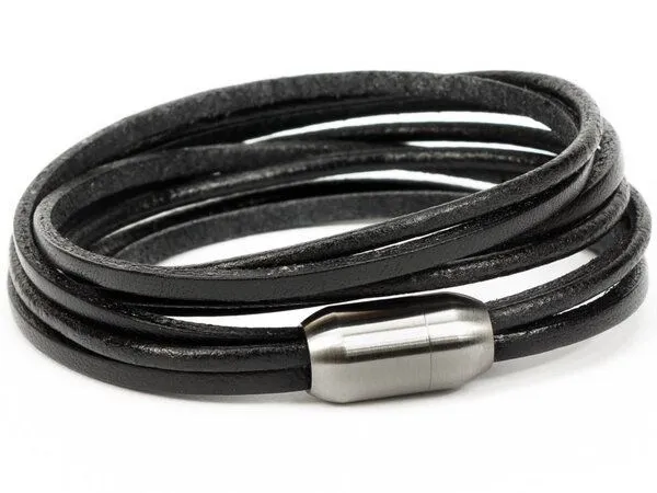 Simaru Simaru Echtleder- /Wickelarmband für Damen & Herren mit Magnetverschluss, Schwarz, – Produktbild 1 von 4