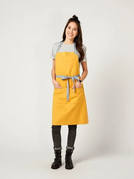 KAYA&KATO KAYA&KATO Latzschürze lang OVEN, Taubenblau, – Produktbild 2 von 4