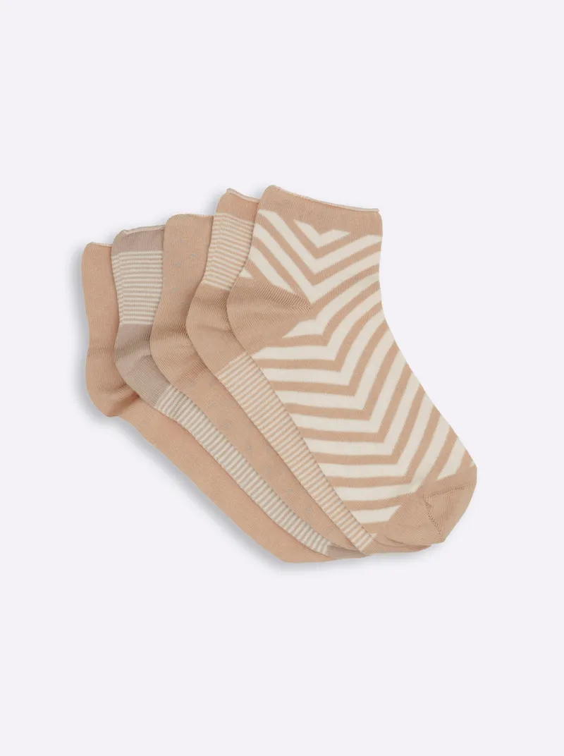 wäschepur Damen-Sneakersocken, Camel-gemustert, – Produktbild 1 von 3