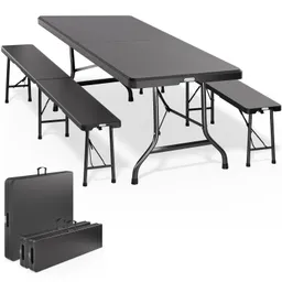 Casaria® Bierzeltgarnitur 3-tlg Kunststoff Anthrazit 180cm – Produktbild 1 von 1