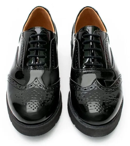 Will's Vegan Shop Will's Vegan Shop Flatform Brogues aus veganem, italienischen Leder, Schwarz, – Produktbild 2 von 4