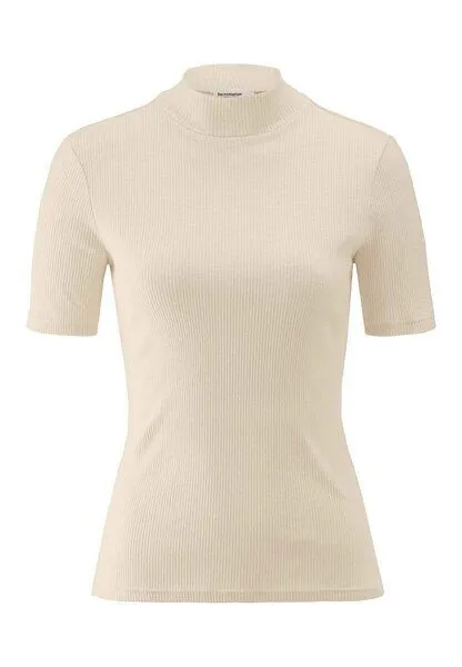 hessnatur hessnatur Mock-Neck Shirt Slim aus Bio-Baumwolle, Naturweiss, – Produktbild 3 von 4