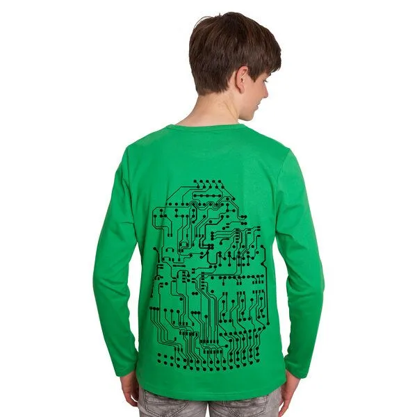 HANDGEDRUCKT HANDGEDRUCKT "Vernetzt" Männer Longsleeve, Green, – Produktbild 3 von 4