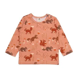 Walkiddy Walkiddy Kinder Langarmshirt GOTS-zertifiziert aus Bio-Baumwolle terrakotta mit Eichhörnchen-Muster – Produktbild 1 von 1