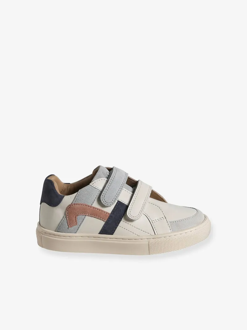 Vertbaudet Vertbaudet Kinder Leder-Sneakers mit Klettverschluss, Wollweiß, – Produktbild 2 von 4