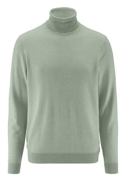 hessnatur hessnatur Rollkragenpullover Regular aus reiner Bio-Merinowolle, Salbeigrün, – Produktbild 3 von 4