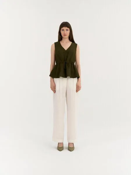 AmourLinen AmourLinen Leinen-Top mit Tunnelzug ODETTE, Deep olive (grün), – Produktbild 1 von 1