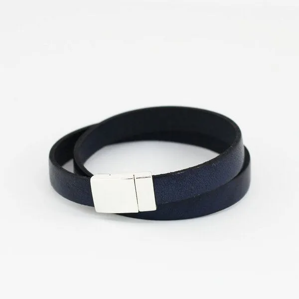 Mitienda Shop Mitienda Shop Lederarmband mit Magnetverschluss Unisex, Blau-silber, – Produktbild 1 von 2