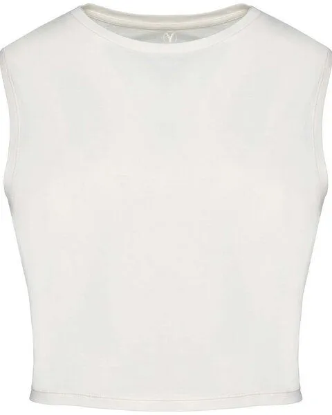 YTWOO YTWOO Ärmelloses Damen-Crop-T-Shirt aus Bio-Baumwolle, Vintage weiß, – Produktbild 4 von 4