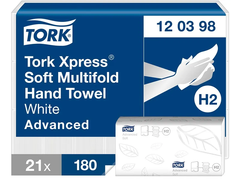 Tork Tork Xpress Multifold-Papierhandtücher "Advanced H2" 21 x 180 Blatt, Weiß, – Produktbild 2 von 3