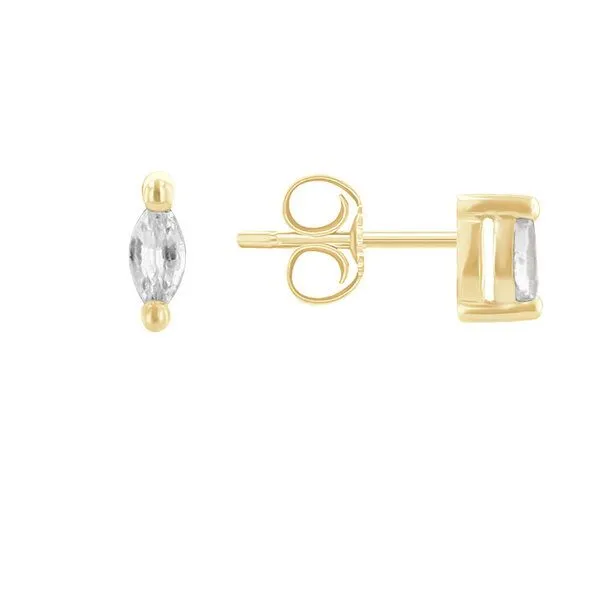 Eppi Eppi Minimalistische Ohrstecker mit weißen Saphiren Daina, Gelb, – Produktbild 1 von 4