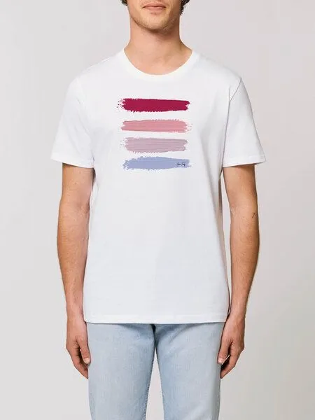 Human Family Human Family Bio Unisex Rundhals T-Shirt "Red Acryl Stripes", Weiss, – Produktbild 1 von 2