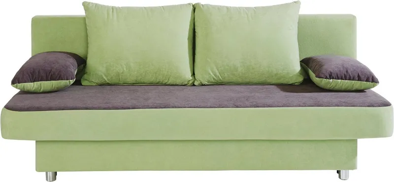 COLLECTION AB Schlafsofa Ulla, B: 186 cm, Liegel. 142x186 cm, Schlaffunktion, Bettkasten & 2 Wende-Rückenkissen, Grau|grün, – Produktbild 3 von 5